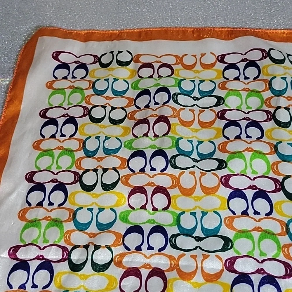 Coach Vintage 100% Silk Monogram Rainbow Cs Hankercheif Bandana Scarf Hair Bow